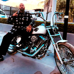 Man posing on motorcycle